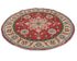 5x5 Red Kuba Afghan Hand Knotted Round Wool Area Rug